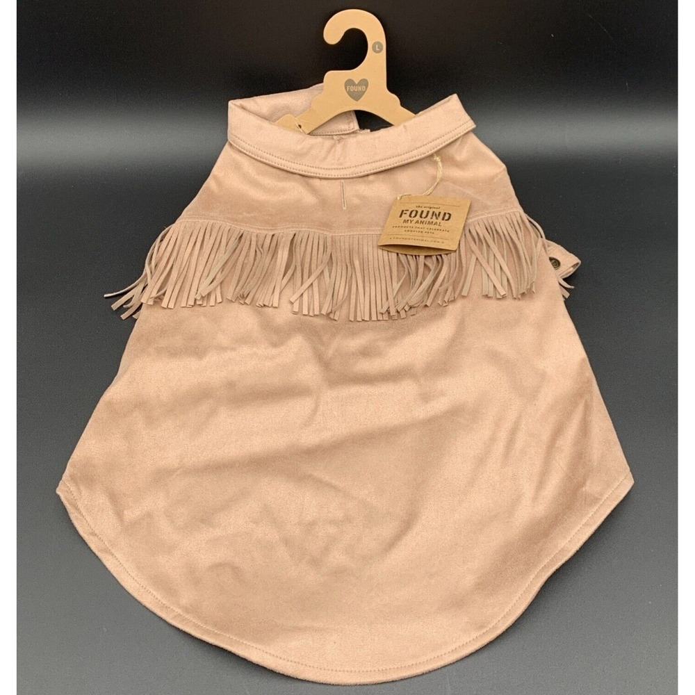 Found My Animal Tan Faux Suede Fringe Dog Jacket Size‎ Large F-PFRINGE-L